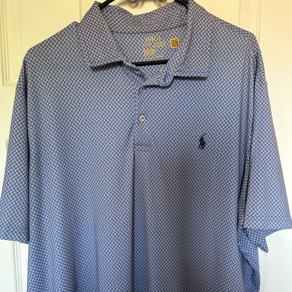 Polo by Ralph Lauren Men's Blue Patterned Polo